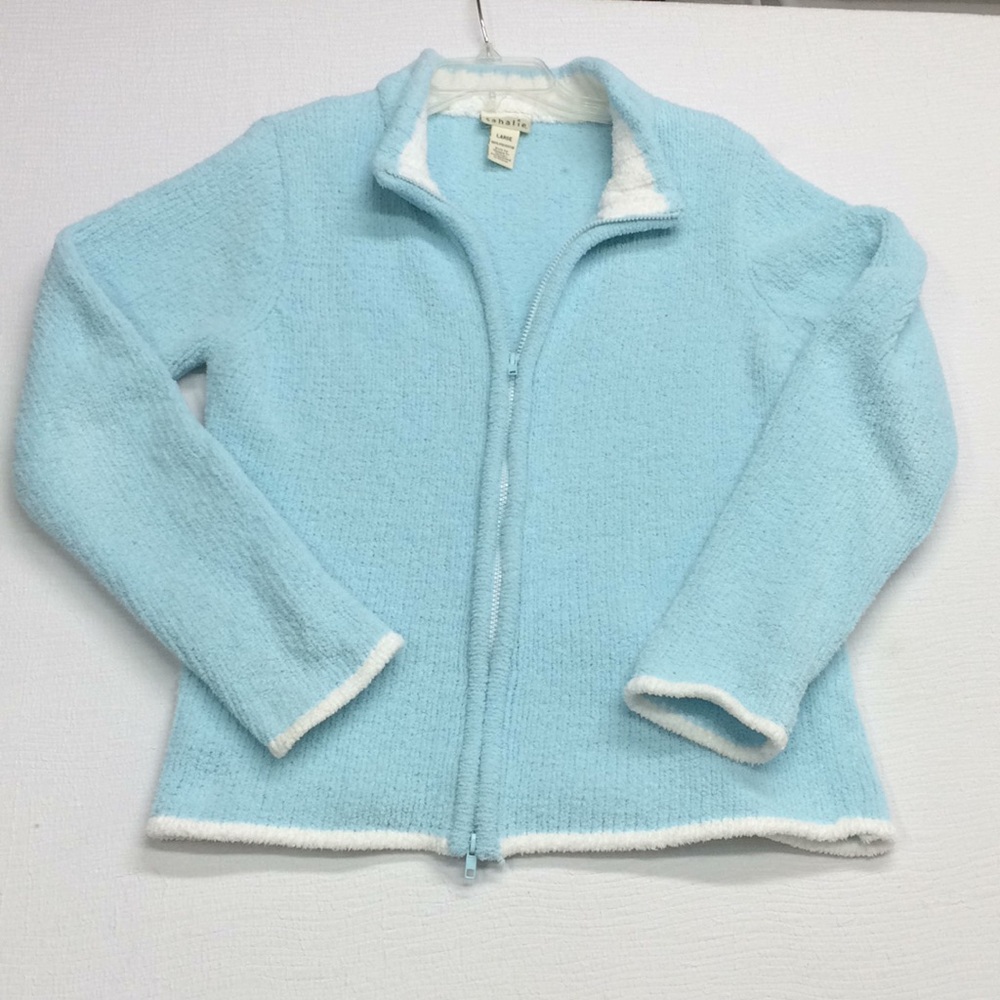 SAHALIE soft aqua fleece cardigan/jacket